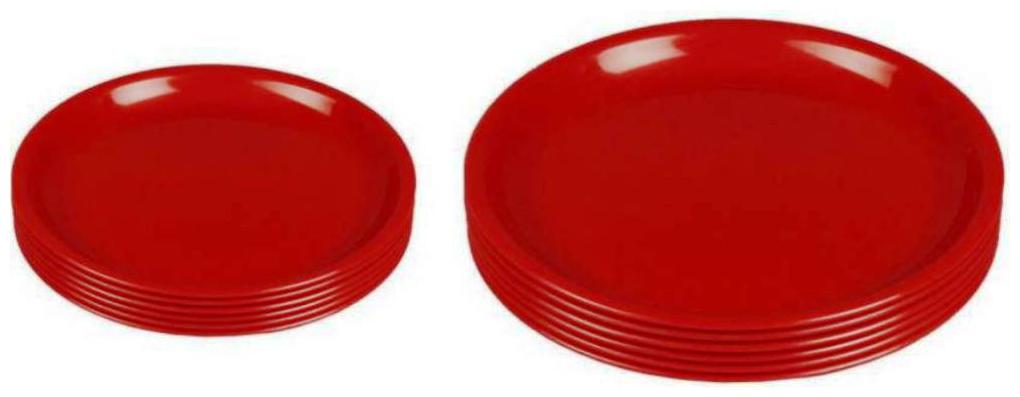 

Enoch Microwave Safe Red Color Dinner Set( Set Of 12)