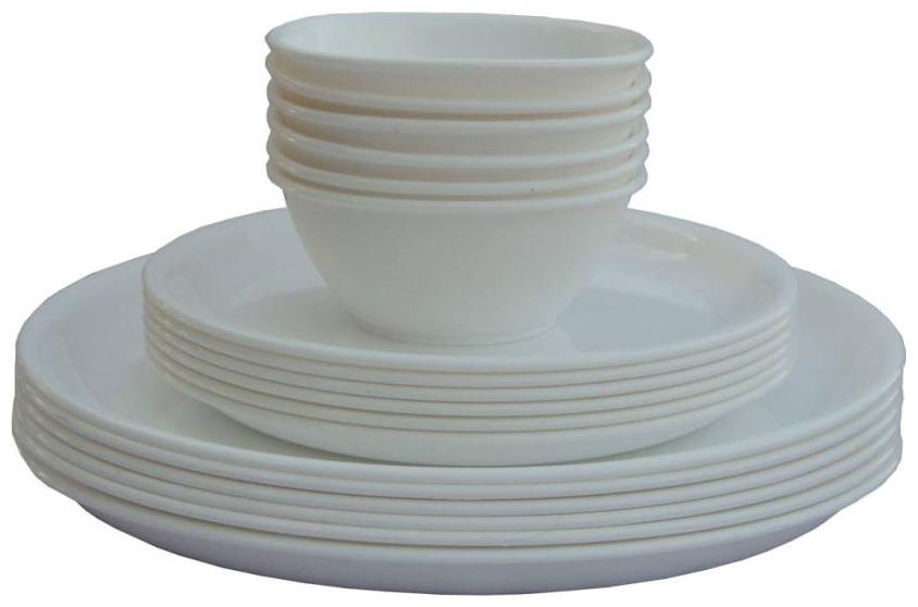 

Enoch Microwave Safe White Color Dinner Set( Set Of 18)