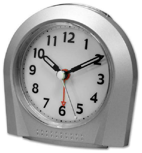 

Equity Silver Silent Sweep Analog Alarm Clock