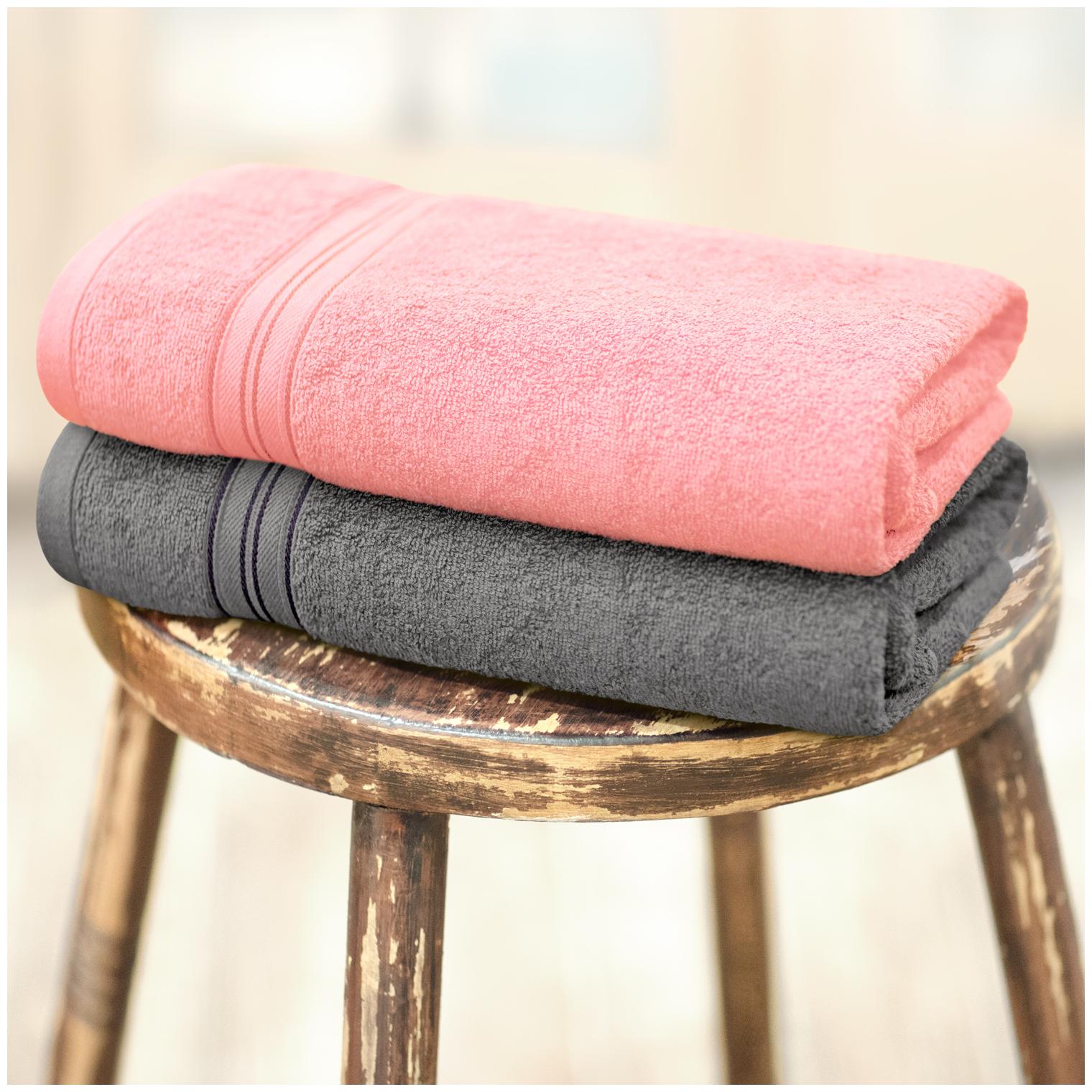 

Swiss Republic 480 GSM GSM Cotton Bath towel ( 2 pieces Grey Pink )