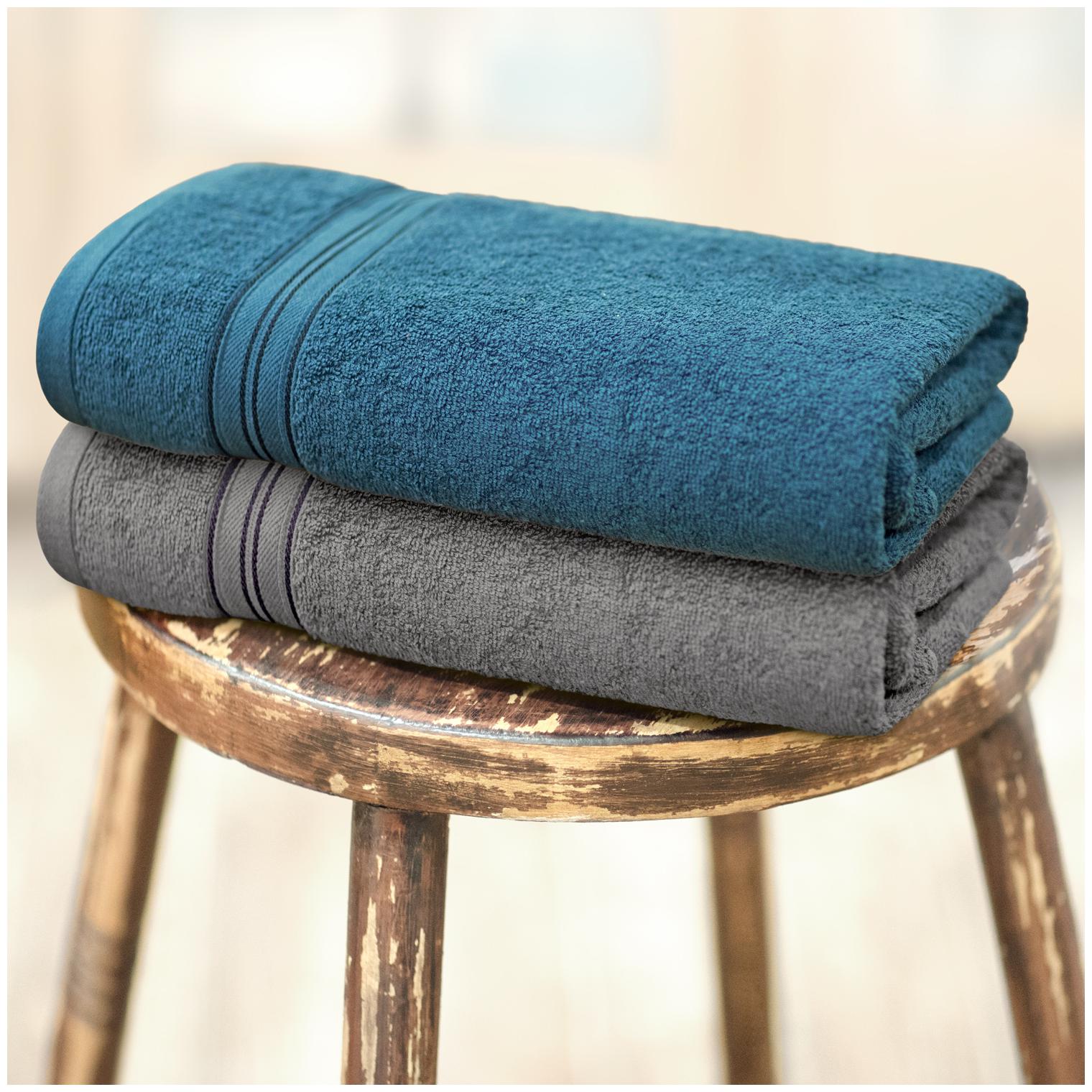 

Swiss Republic 480 GSM GSM Cotton Bath towel ( 2 pieces Grey Blue )