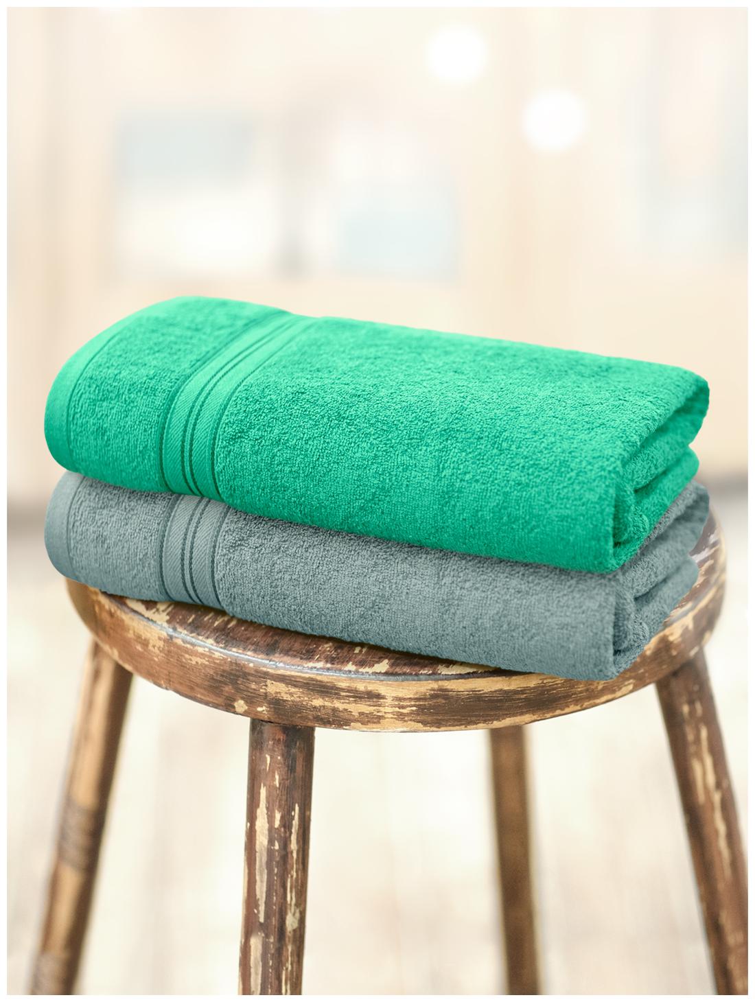 

Swiss Republic 480 GSM GSM Cotton Bath Towel ( 2 Pieces Green Grey )