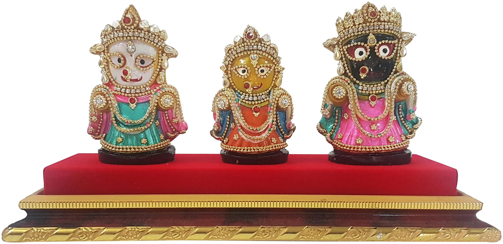 

ESVAR STONECRAFT Lord Jagannath Balaram Subhadra Devi Statue Spiritual Puja Vastu Showpiece Figurine (H X W X D 15 23 8 cm)