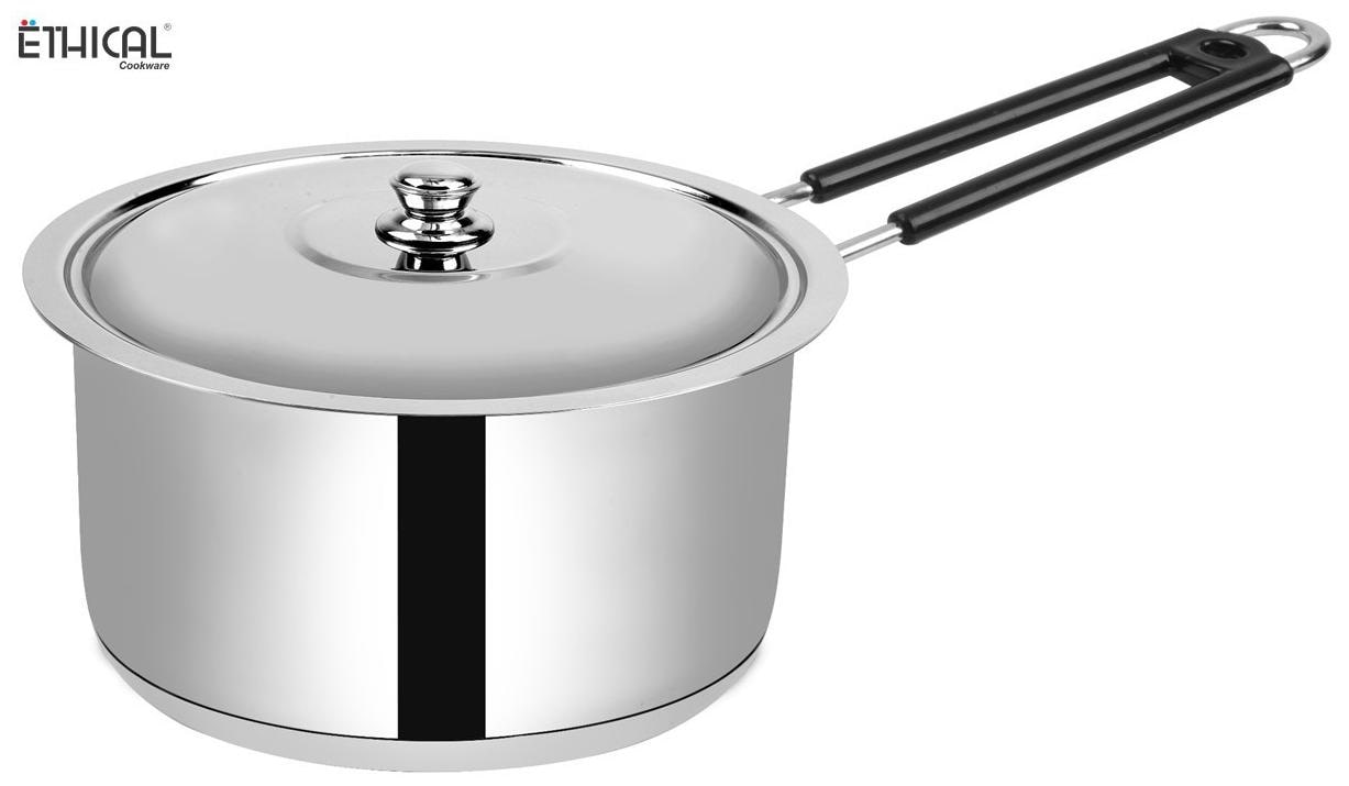 

Ethical Fineart Stainless Steel Encapsulated Bottom Sauce Pan with SS Lid Diameter 2 7 L 21 cm (Stainless Steel Induction Bottom)
