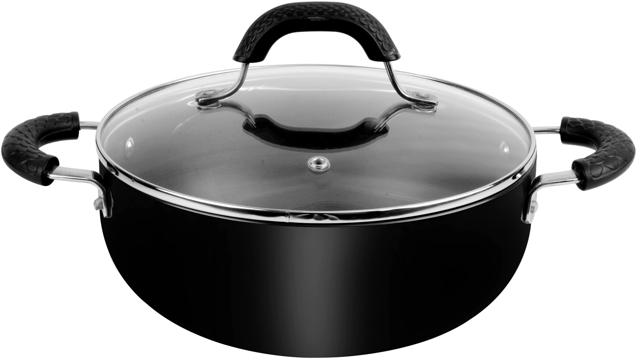 

Ethical Symphony Aluminium Hard Anodized Non-Stick with Glass Lid Kadhai 3 80 L 24 cm Waveon Handle with Strong Gripe