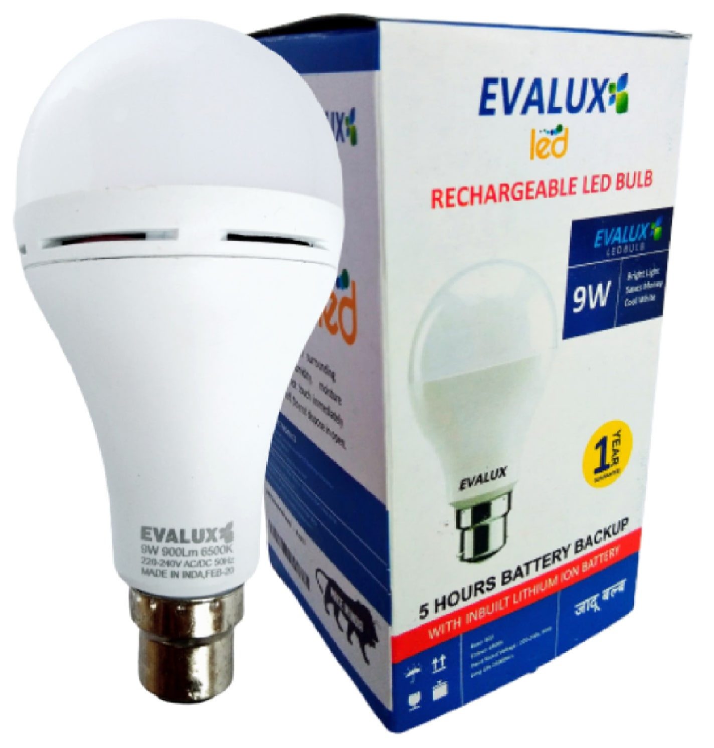 

EVALUX 9WATT RECHARGEABLE EMERGENCY LED BULB