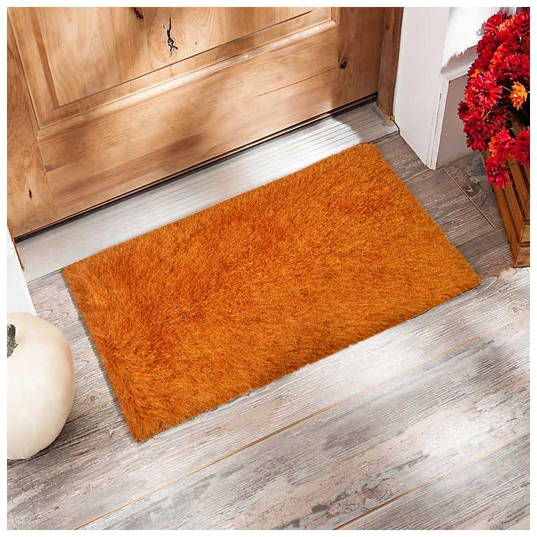 

Ever Green Carpets Premium Collection Anti Skid Orange Shaggy Mat for Bed side Door Office and Bathroom