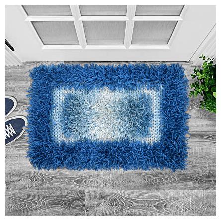 

Ever Green Carpets Premium Collection Anti Skid Blue Shaggy Mat for Bed side Door Office and Bathroom