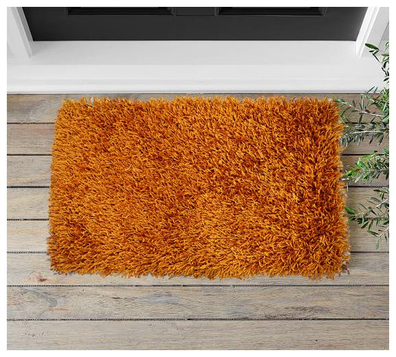 

Ever Green Carpets Premium Collection Anti Skid Orange Silk Shaggy Mat for Bed side Door Office and Bathroom