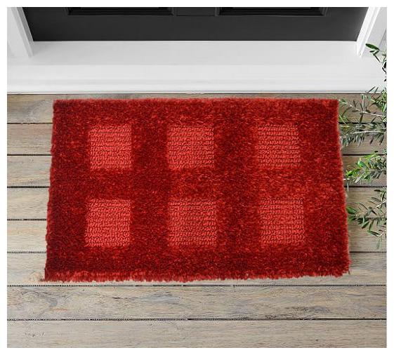 

Ever Green Carpets Premium Collection Anti Skid Red Shaggy Mat for Bed side Door Office and Bathroom