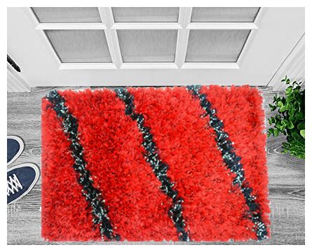 

Ever Green Carpets Premium Collection Anti Skid Red Silk Mat for Bed side Door Office and Bathroom