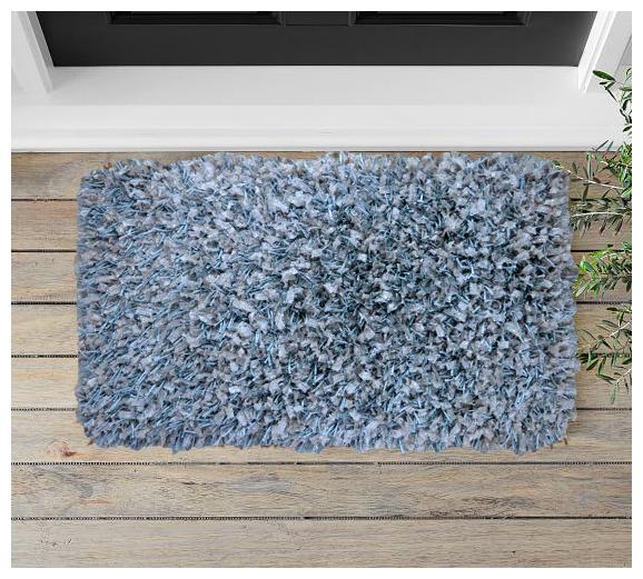 

Ever Green Carpets Premium Collection Anti Skid Blue White Shaggy Mat for Bed side Door Office and Bathroom