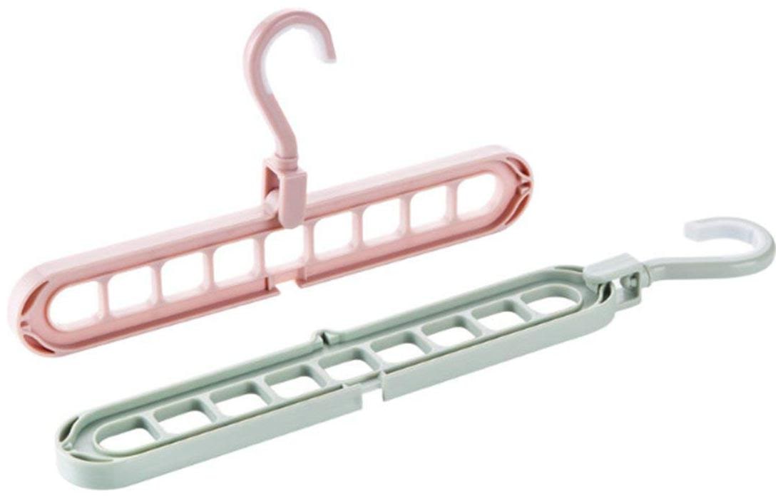 

EVERBUY 2PSC Multi Functional Clothes Hanger Holder Portable Anti-Slip Storage Rack Space Saving Hook for Garment Drying - Pack of 2