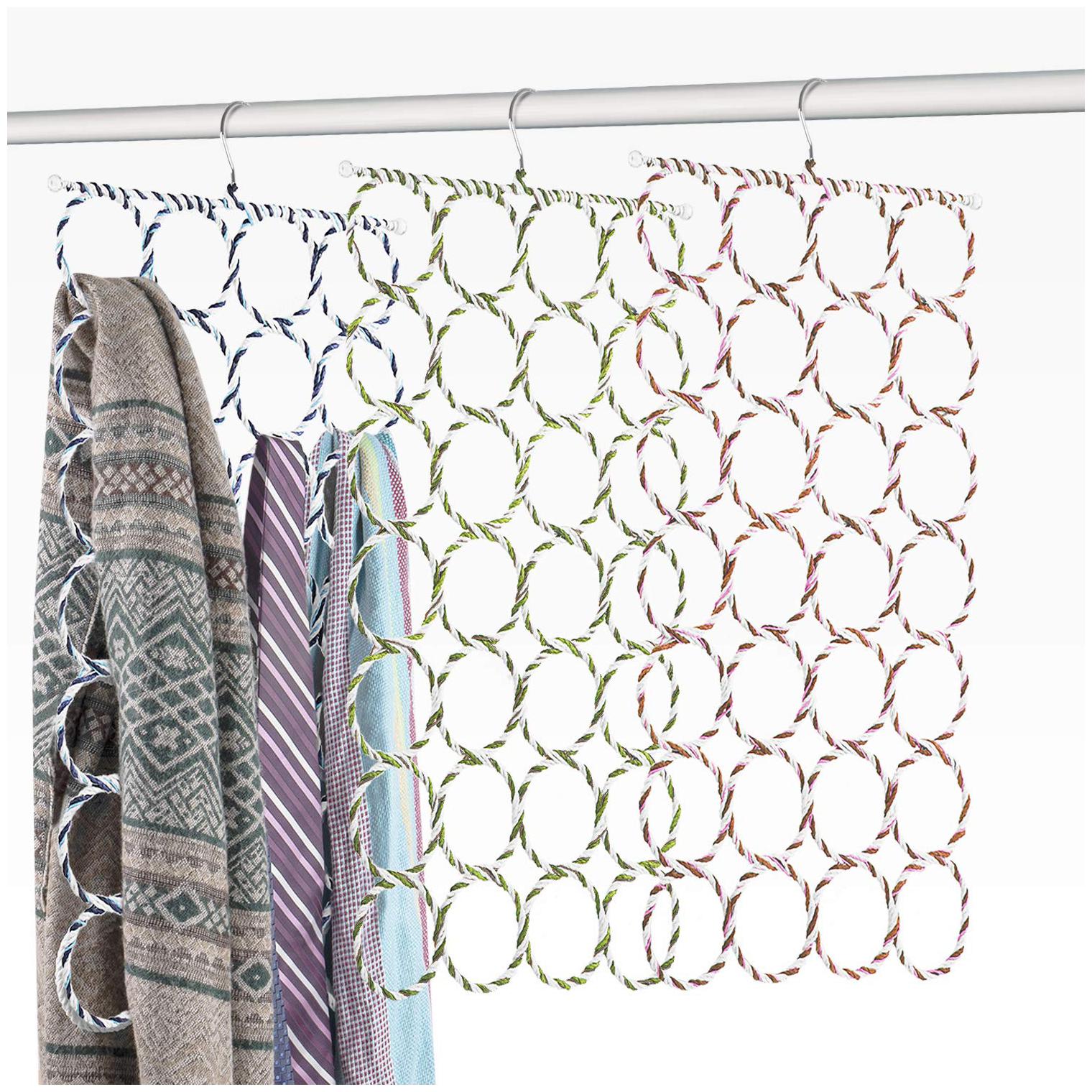 

EVERBUY 3PCS 28 Slot Scarf Hanger And Organizer Multicolor SET OF 3