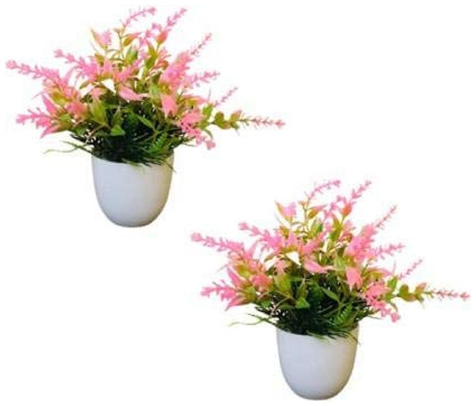 

Everbuy Artificial Plant Cute Bushy Shrub Topiary Flower Plant with Lovely Face Pots for Home Office Decoration- Set of 2