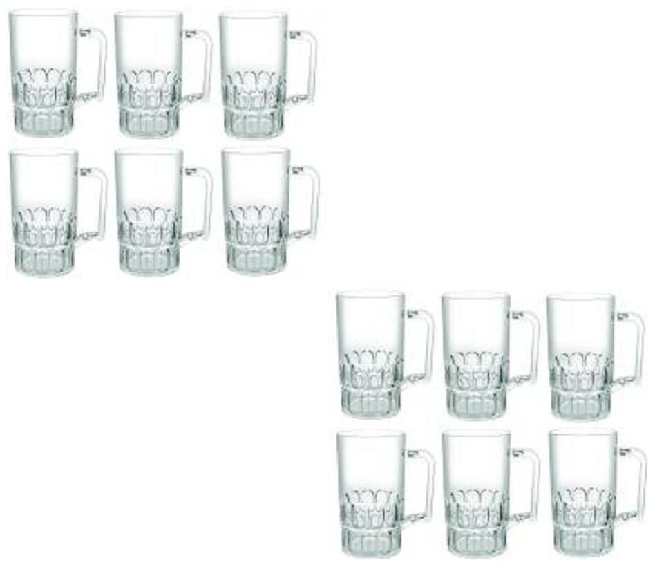 

Everbuy Plastic Polycarbonate Unbreakable Transparent Beer Mug Glass (250 ml )With Premium Handle Set of 24