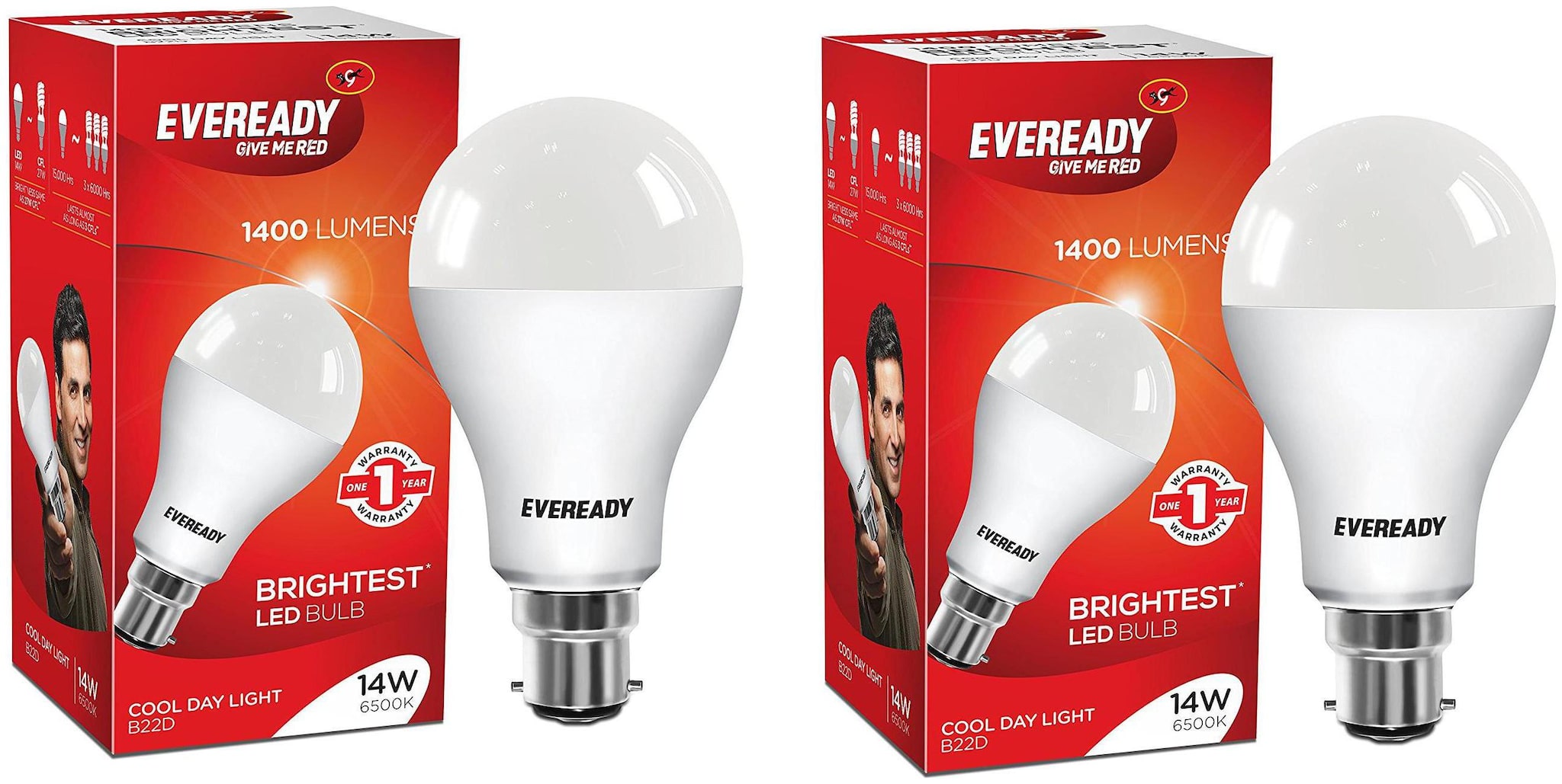 

Eveready 14 W Cool Daylight B22D LED Bulb Cool Day Light (Pack of 2)