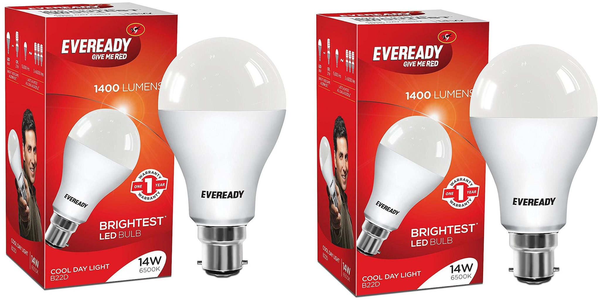 

Eveready 14 W Cool Daylight B22D LED Bulb Cool Day Light (Pack of 2)