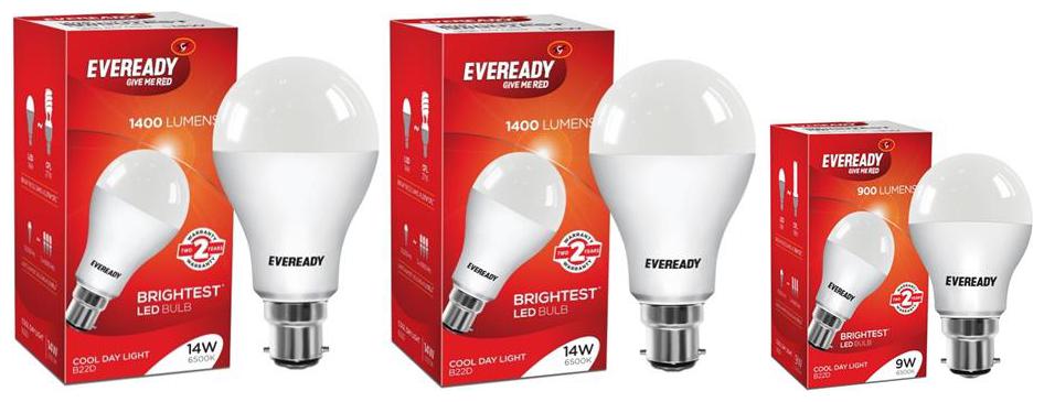 

Eveready 14 Watt 6500K Cool Daylight (Pack of 2) 9 Watt B22D LED Bulb Free