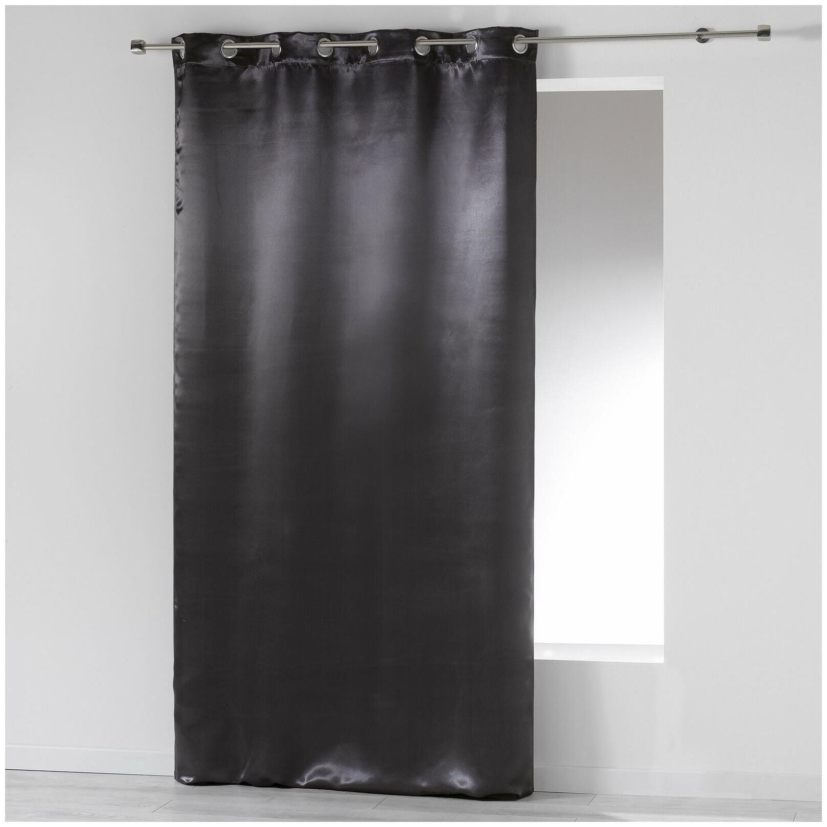 

Evideco Blackout Window Curtain Panel SATINA with Grommets Black