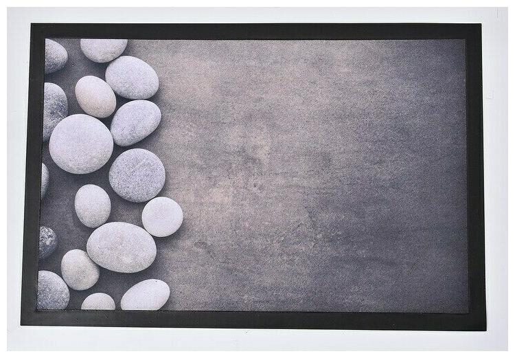 

Evideco Indoor Printed Door Mat Roundstone PVC Polyester Rug Grey