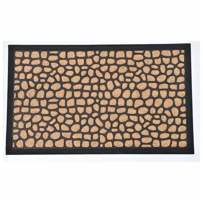 

Evideco Sheltered Front Door Mat Roundstone Polyester Rug Brown