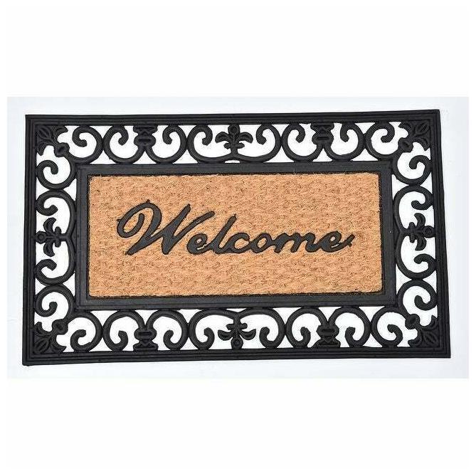 

Evideco Sheltered Printed Front Door Mat Welcome Natural Natural
