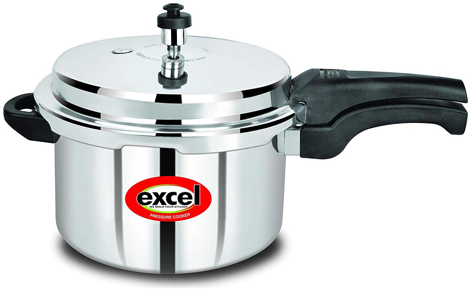 

Excel Booster Aluminum ISI Steel Finished Pressure Cooker with Outer Lid 2 Litre Silve