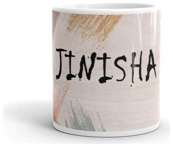 

Exquild Multicolour Ceramic Jinisha Texture Wood Design Name Theme Microwave Safe Milk Coffee Tea Mug Beverage Mug With Handle-(350ml)