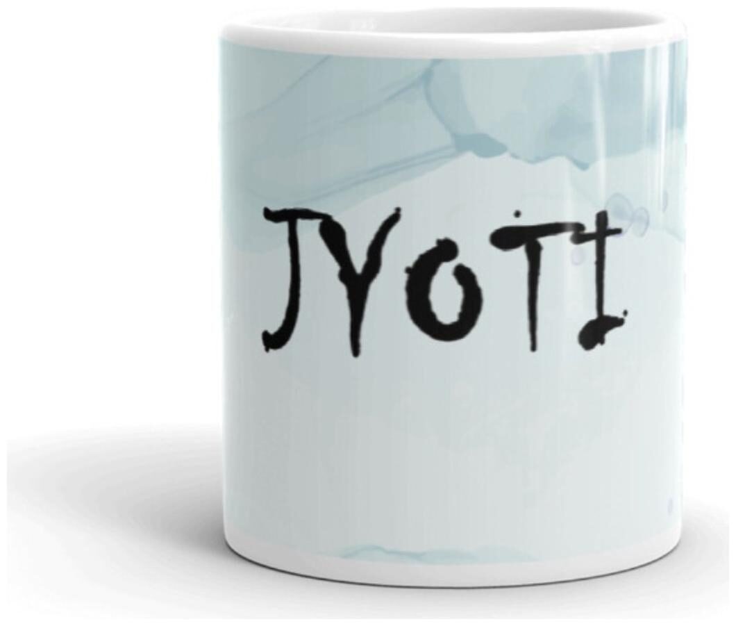 

exQuild Sky Blue Ceramic Jyoti Microwave Safe Milk Coffee Tea Mug Beverage Mug With Handle