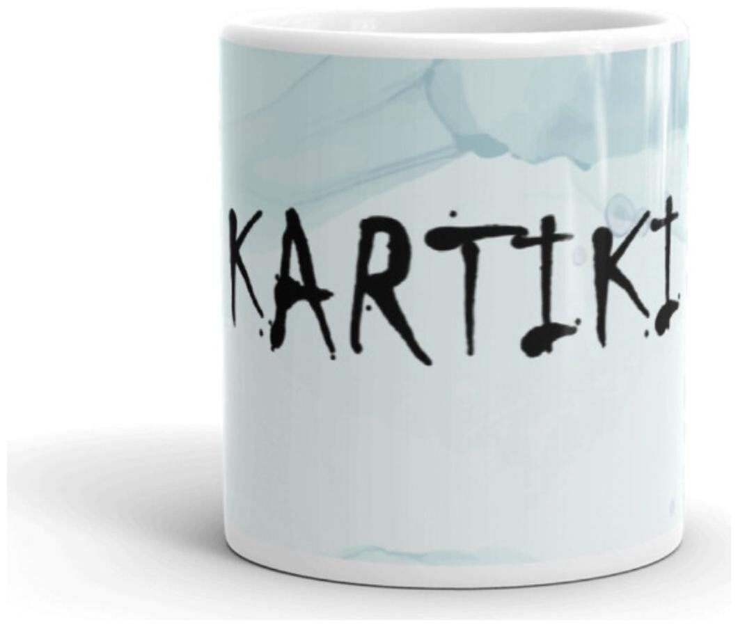 

exQuild Sky Blue Ceramic Kartiki Microwave Safe Milk Coffee Tea Mug Beverage Mug With Handle
