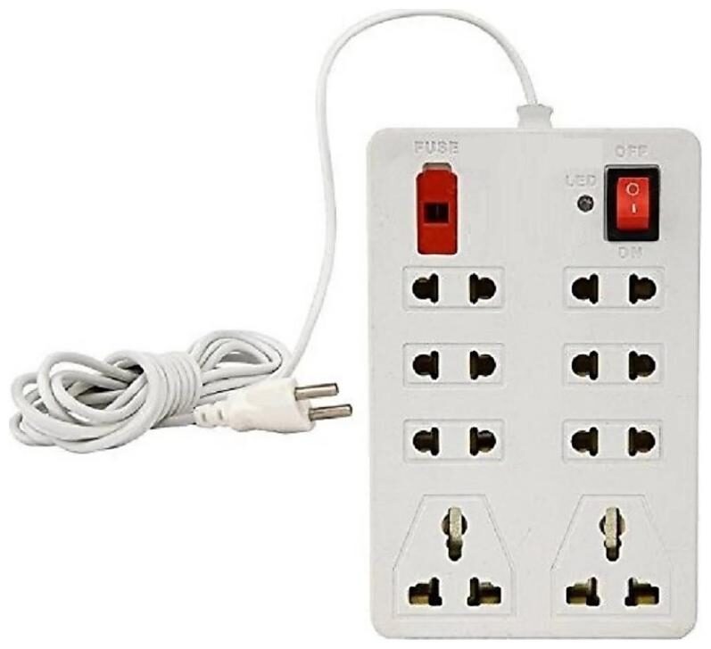 

ZUKUNFT FASHION Multi Pin White Extension Board ( 3 5 m 8 Socket 1 Switches)