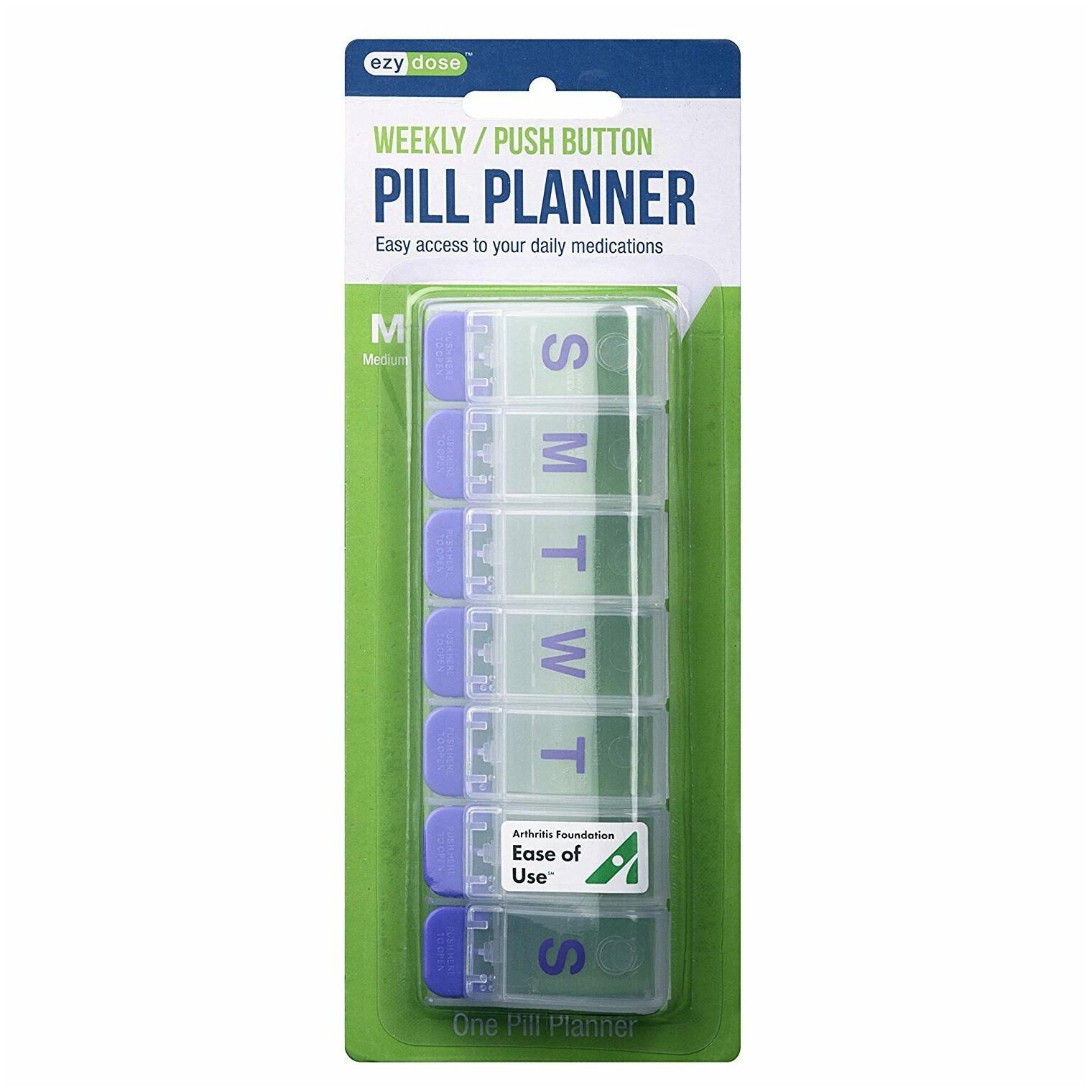 

Ezy Dose Push Button Weekly Pill Planner Medium 6 Counts 67577