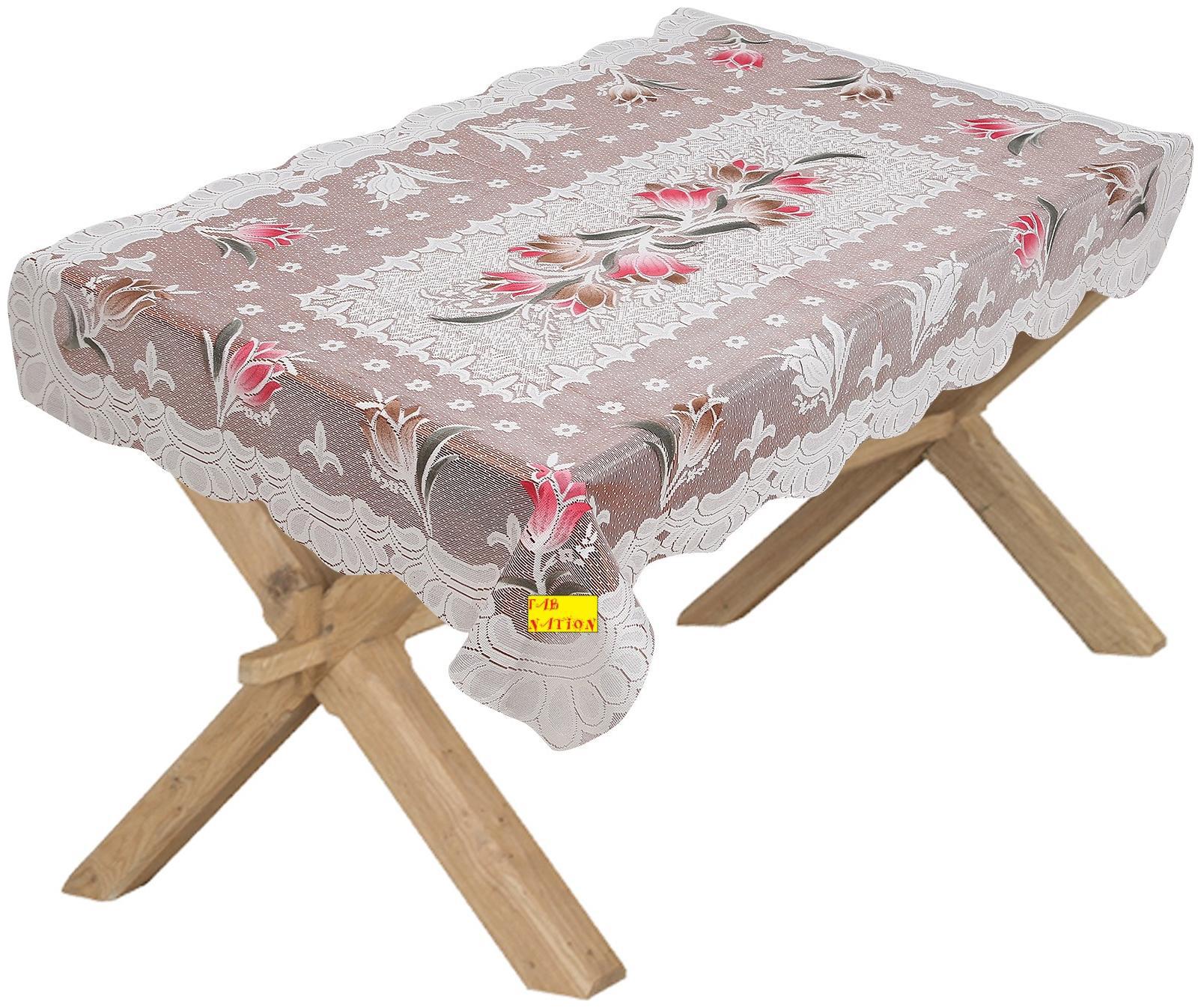 

FAB NATION Brown floral Center Table Cover