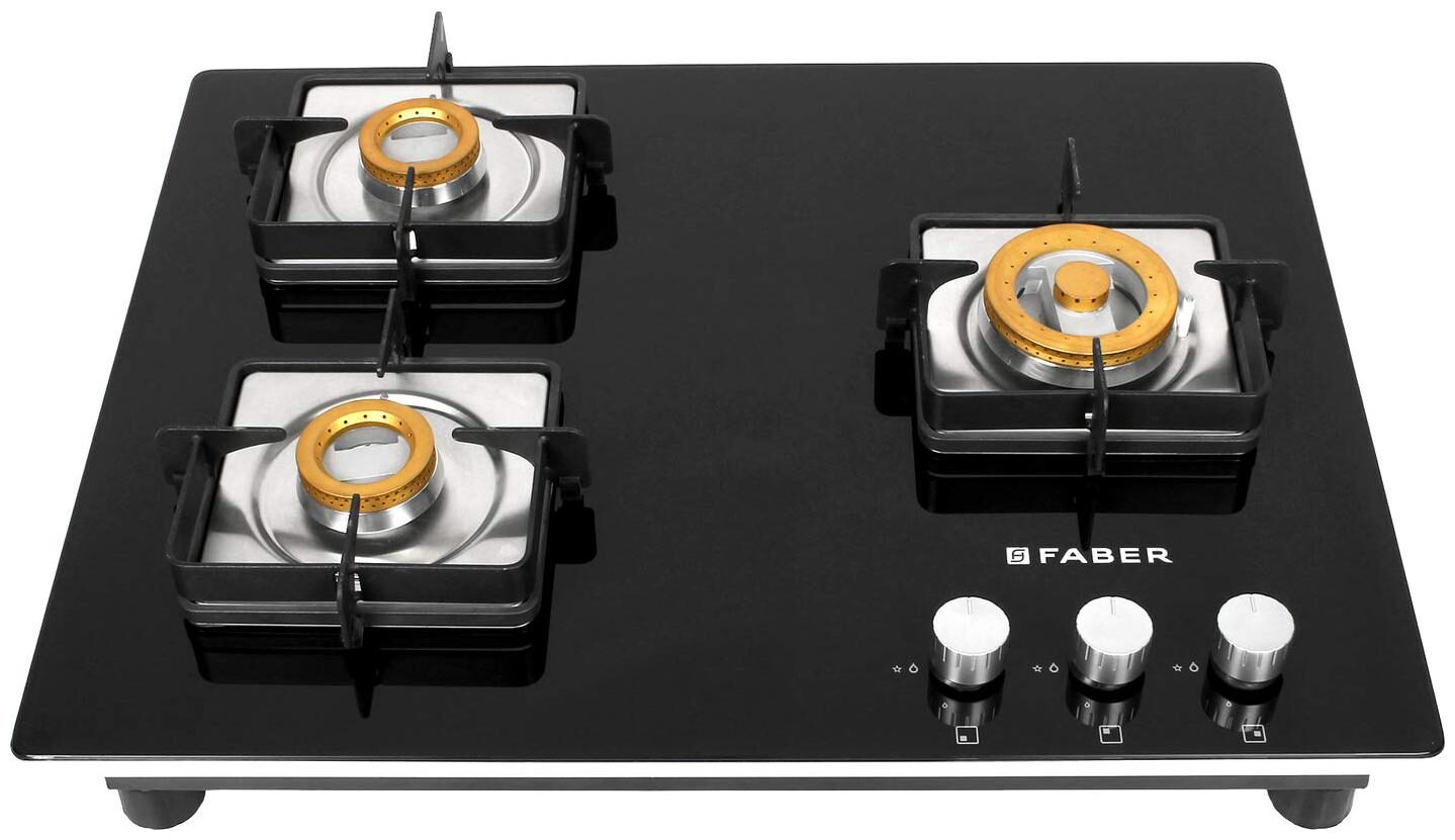 

FABER HTG 653 crs br ci ai bk 3 Burner Automatic Hobs Black Gas Stove