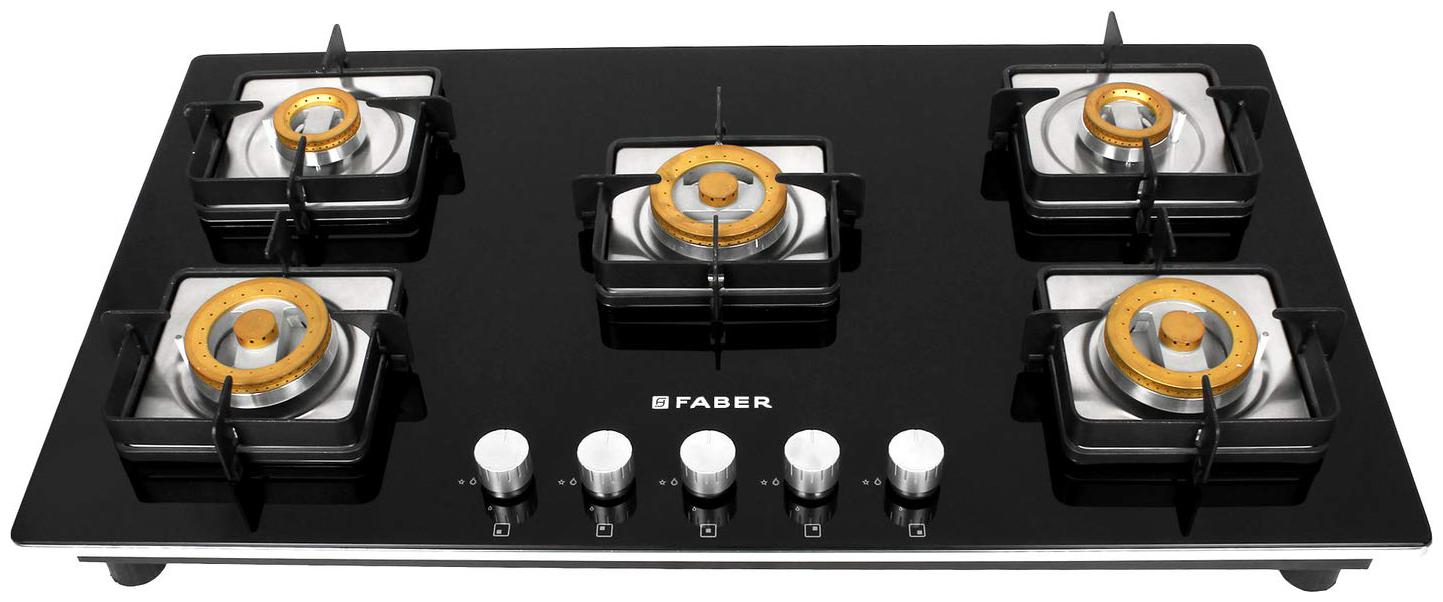 

FABER HTG 905 crs br ci ai bk 5 Burner Automatic Hobs Black Gas Stove