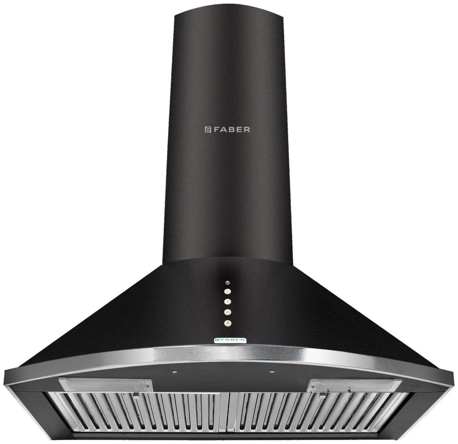 Faber 60 cm 1000 m³/HR Pyramid Kitchen Chimney (HOOD CLASS PLUS PB BK LTW 60, 2 Baffle Filters,Black)