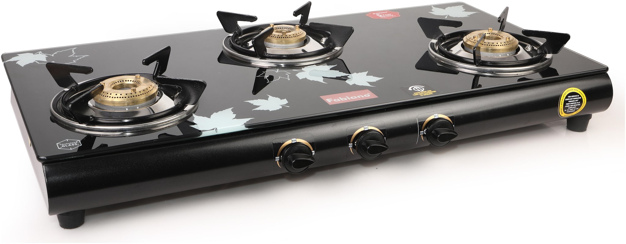 Buy Fabiano 3 Burner Regular Black Gas Stove , Online at Low Prices in