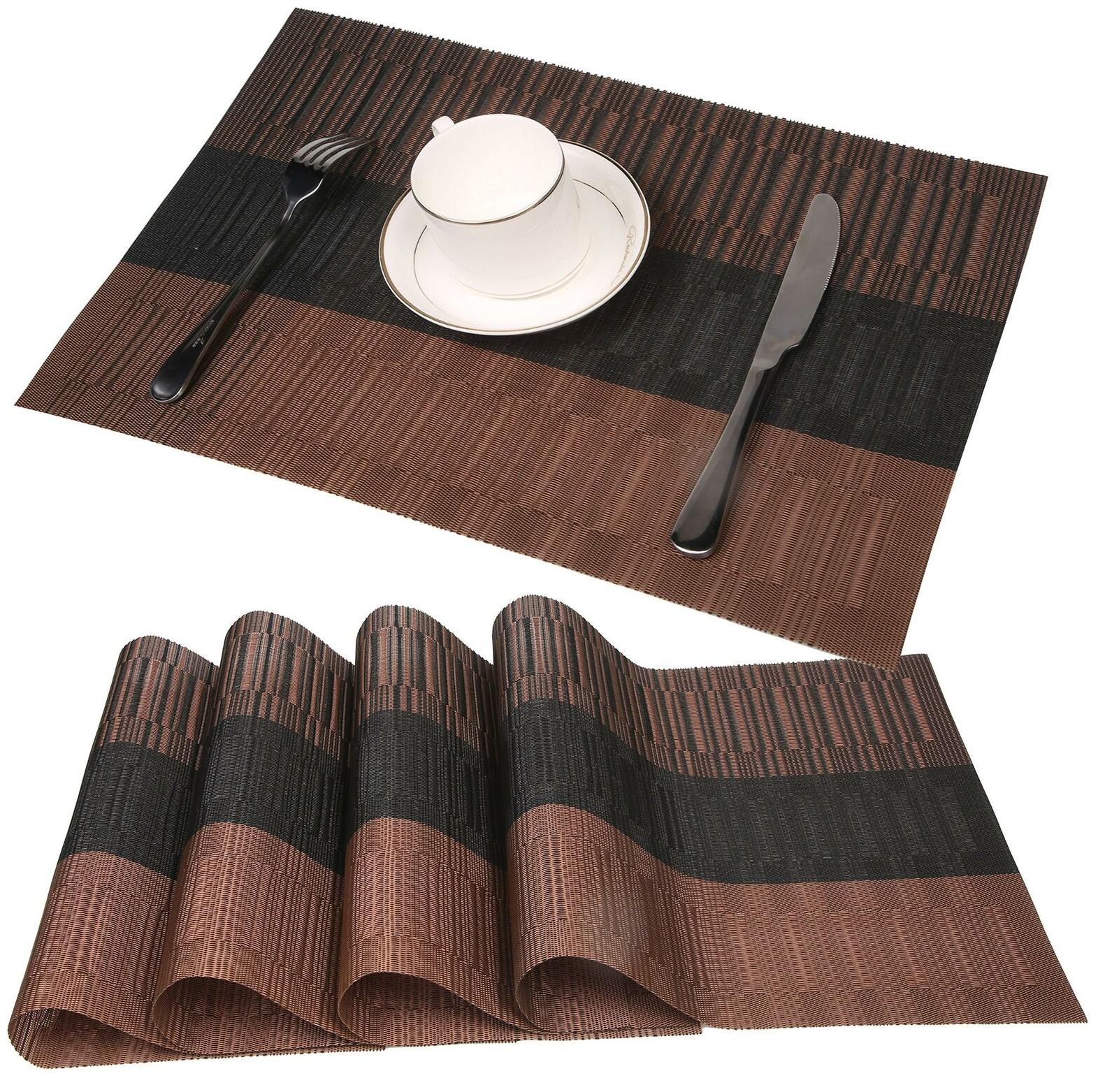 

famibay Bamboo PVC Weave Placemats Non-Slip Kitchen Table Mats Set of 4-30x45
