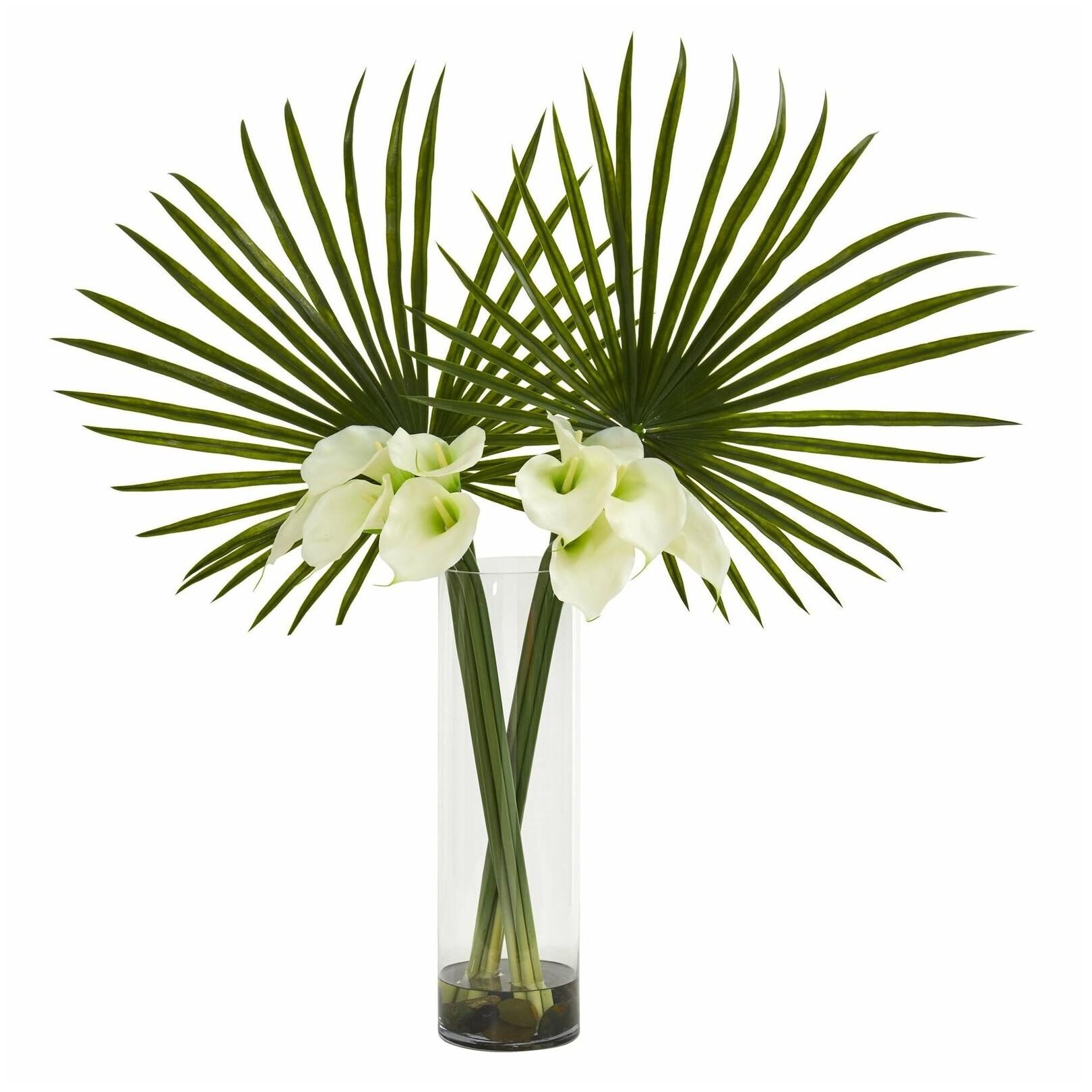

Fan Palm and Calla Lily Artificial Arrangement - h41 in h41 in w38 in