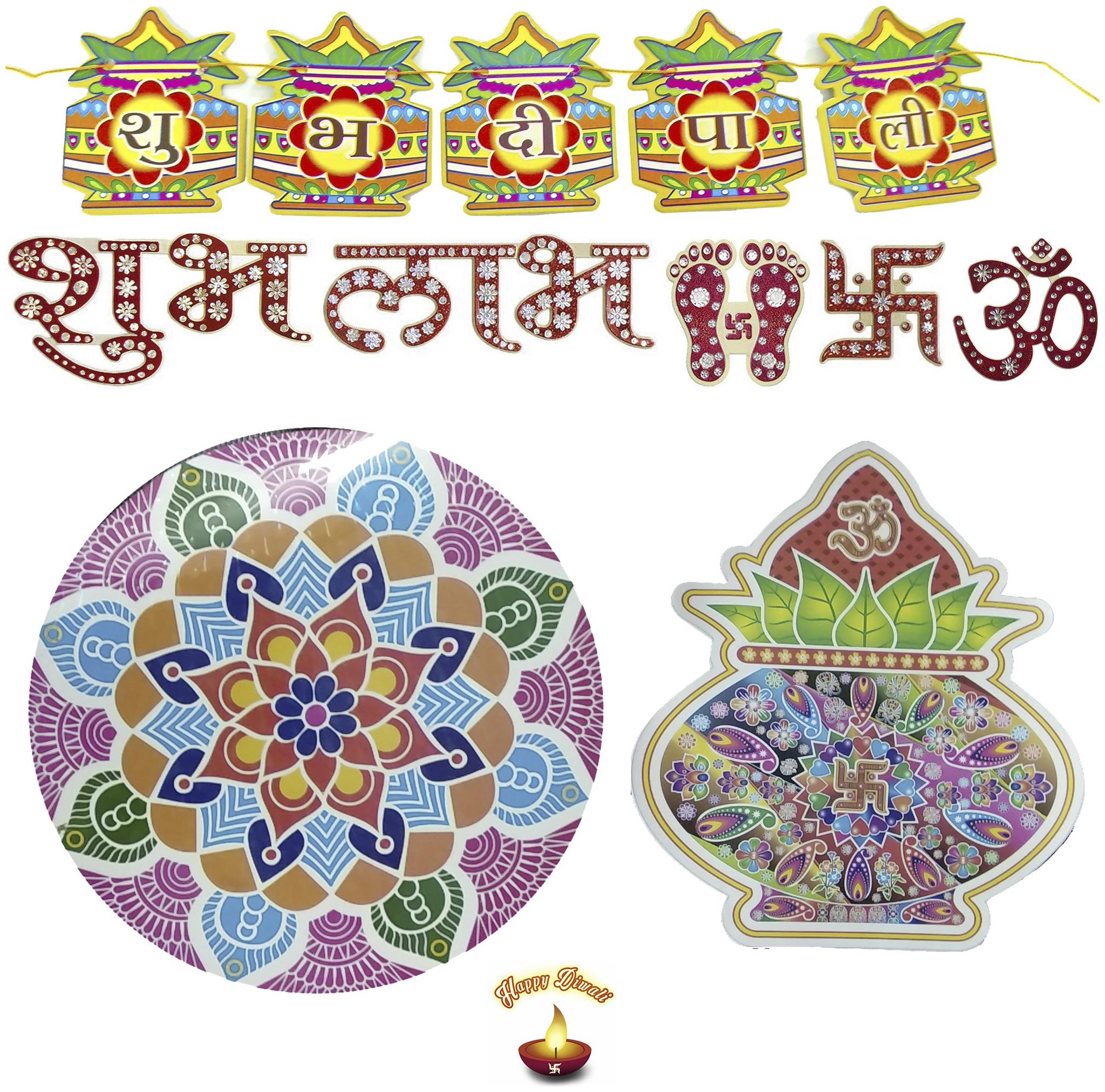 

Fanddc Diwali Combo Shubh Labh Om Swastik Rangoli Charan Toran Bandrwal
