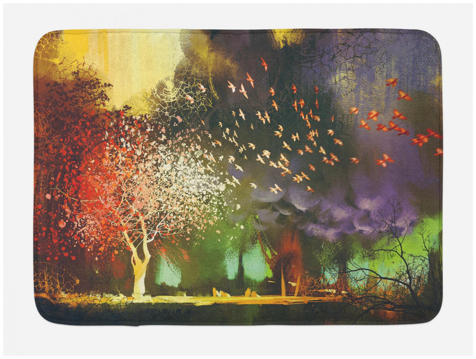 

Fantasy Bath Mat Mysterious Trees Birds Non-Slip Plush Mat 29 5 X 17 5 Inches