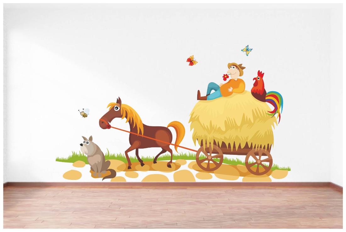 

Rawpockets Wall Stickers Farmer Riding Horse Cart