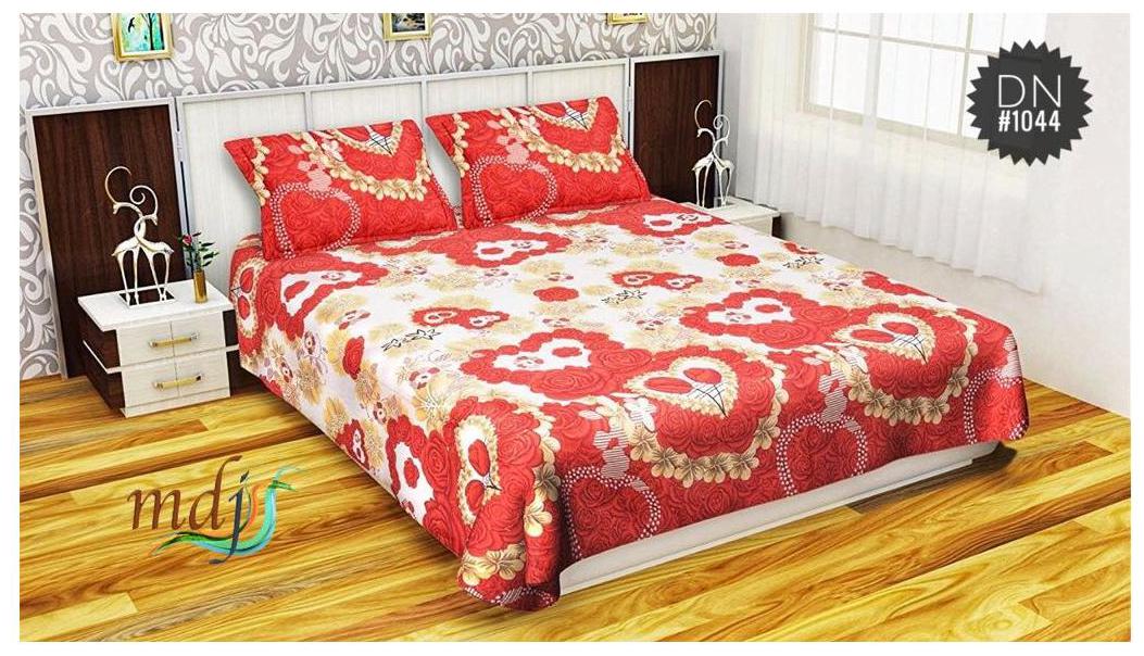 

FARSH Microfiber 3D Printed Double Size Bedsheet 144 TC ( 1 Bedsheet With 2 Pillow Covers Multi )