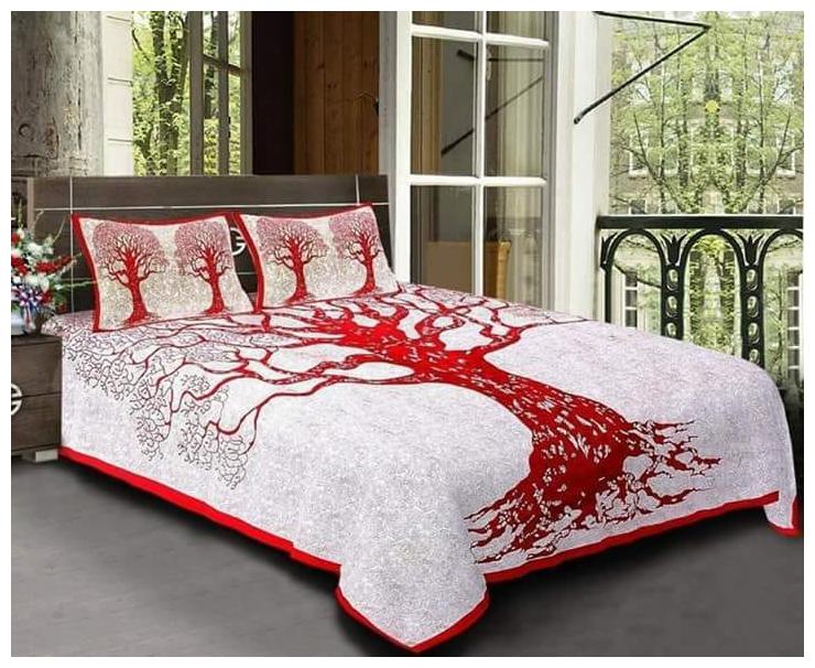 

FARSH Cotton Abstract Double Size Bedsheet 210 TC ( 1 Bedsheet With 2 Pillow Covers Off-white )