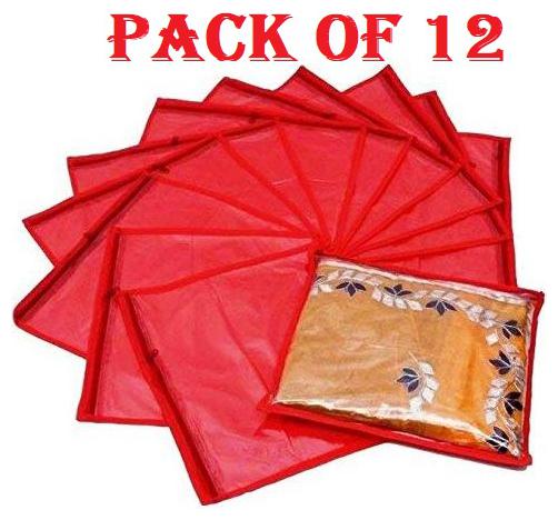

Fashion Bizz Red Non Woven Single Saree Covers Set of 12 pcs Combo