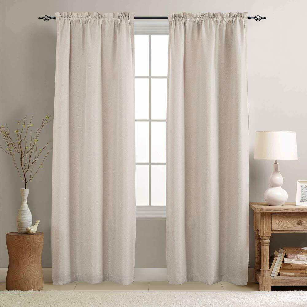 

2 Panels Room Darkening Curtains Thermal Insulated Linen Textured Window Curtain