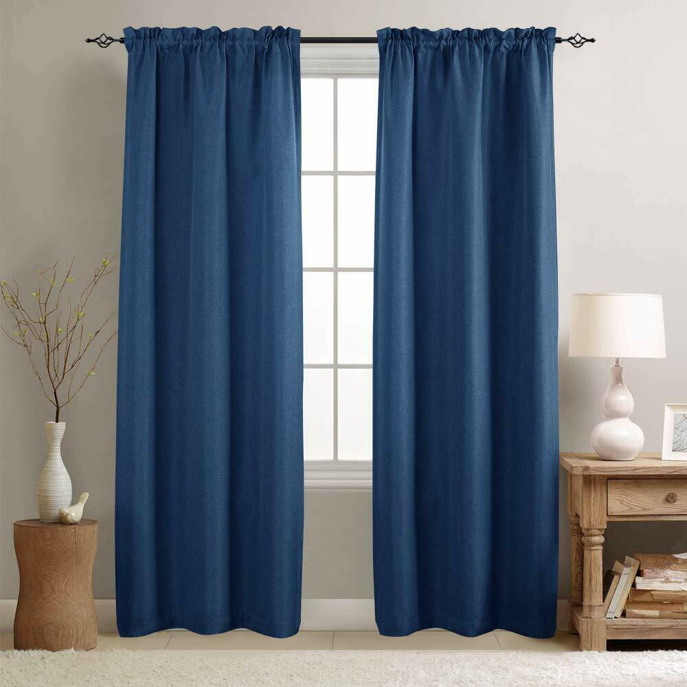 

2 Panels Room Darkening Curtains Thermal Insulated Linen Textured Window Curtain