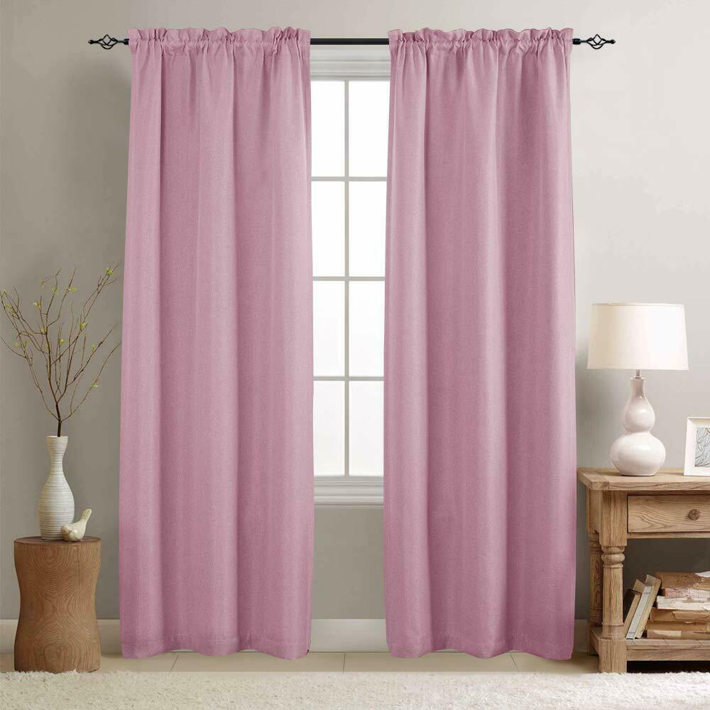 

2 Panels Room Darkening Curtains Thermal Insulated Linen Textured Window Curtain