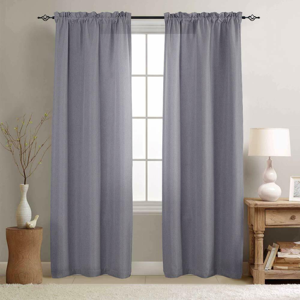 

2 Panels Room Darkening Curtains Thermal Insulated Linen Textured Window Curtain